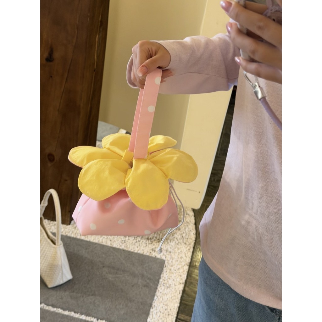 New Tulip Flower Bag Girl's Heart Portable Crossbody Dual-Purpose Bag Peach Color Bag pfeM