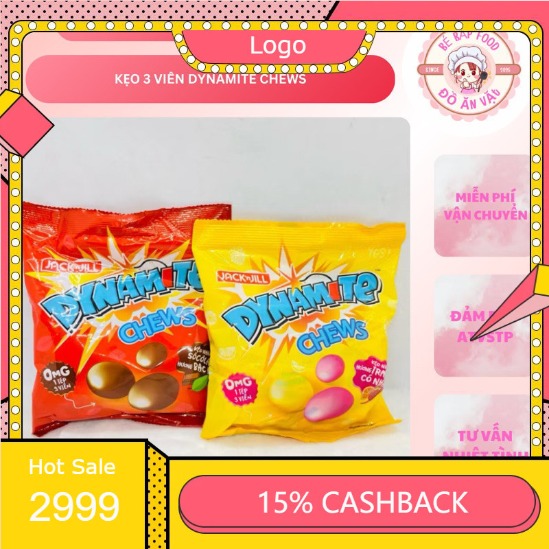 Kẹo Socola Dynamite 3 viên, gói 125g - Thương hiệu uy tín