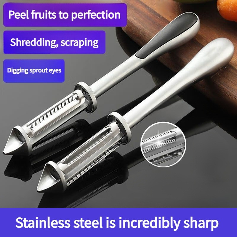 [Durable Material] 3in1 Zinc Alloy Paring Knife Kitchen Tool Peeling Knife 5in1 Vegetable Grater Pee