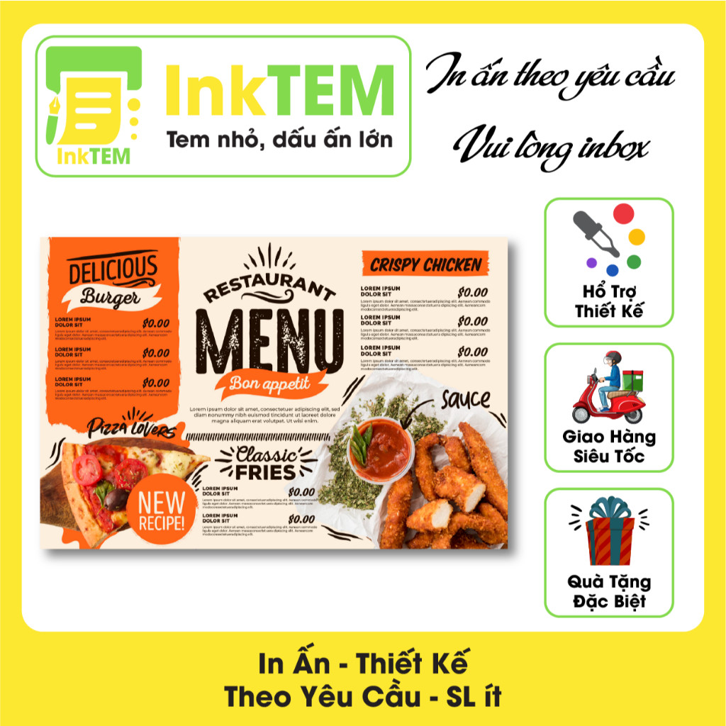 [IN] Menu Cứng Dày Để Bàn InkTEM Formex (Format) Kt:  A5, A4, A3