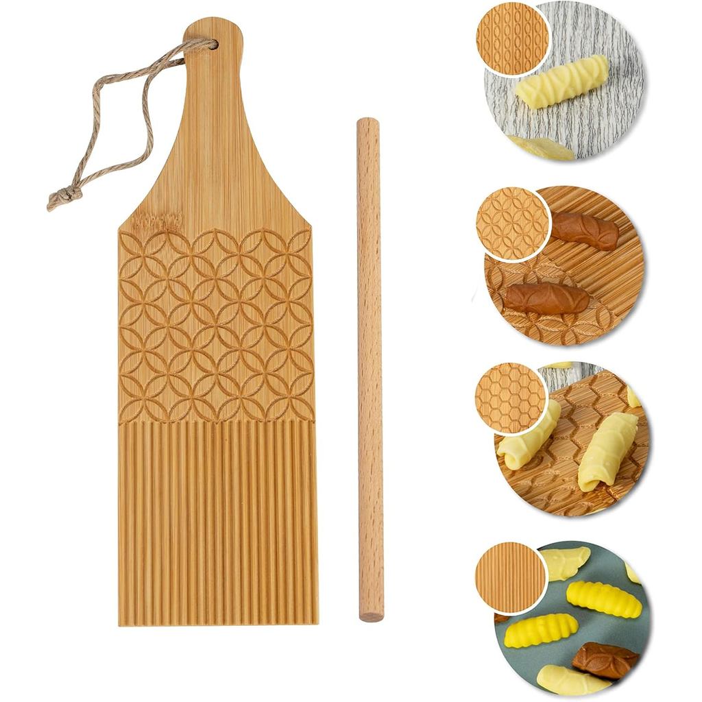 Combo Garganelli Board và Gnocchi Stripper Spaghetti Macaroni Pasta Board Tre Cán Cavatelli Pasta Ma