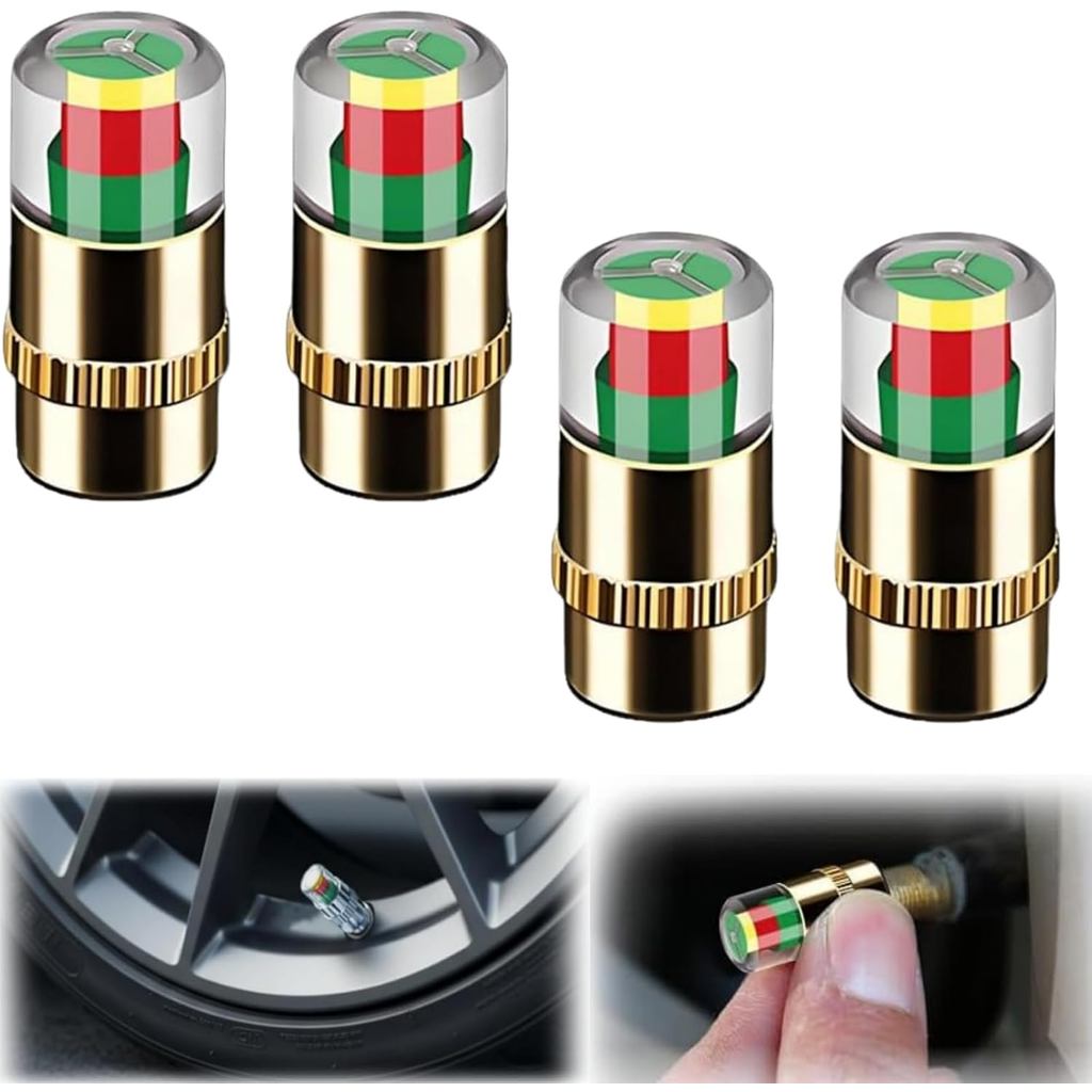 4 Mũ giám sát áp suất lốp ô tô, Mũ thân van lốp Xe hơi Màn hình áp suất cho hầu hết các loại ô tô, M