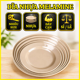 Dĩa nhựa Melamine 16-30cm - dĩa nhựa Melamine nâu trắng NHU THA Cao Cấp tiện lợi cho hàng quán KNY