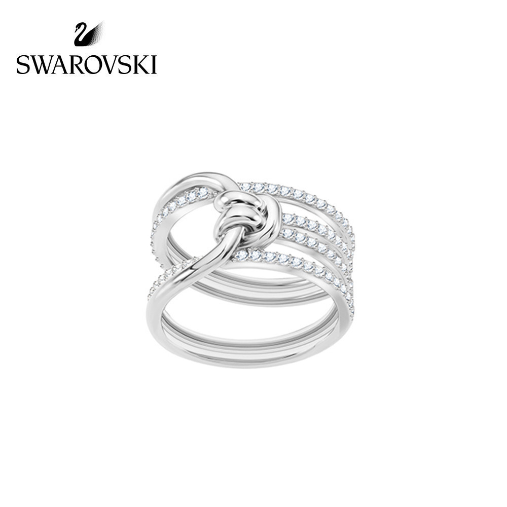 Swarovski LIFELONG White Gold Twist Design Modern Breath Ring Girl