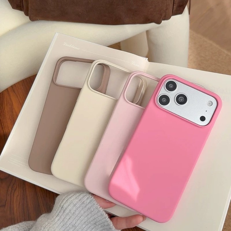 Ốp Màu Trơn Cho Apple IPhone 17 Air 16 Pro Max 15 14 Plus 13 12 Vỏ Bảo Vệ Mềm Silicon Lỏng Chính Hãn