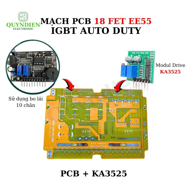 PCB 18 fet băm IGBT aotu duty (bo lái 10 chân)