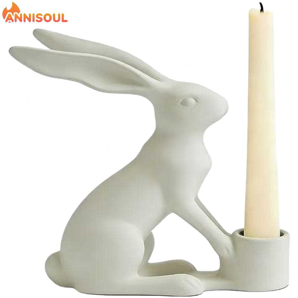 [NISO]Resin Easter Candle Holder Rabbit Shape Table Decor for Living Room Shelf Mantel