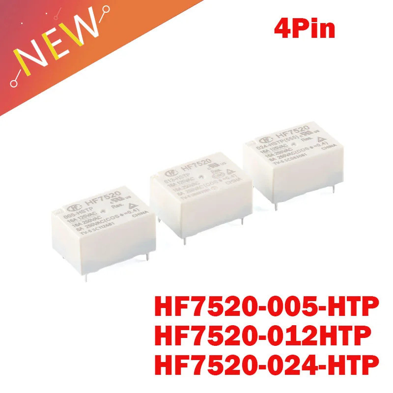 Rơle mới 100% HF7520-005-HSTP HF7520-0125-HSTP HF7520-024-HSTP MTP 9V 12V 4PIN 16A Bộ Rơle nguồn mở 