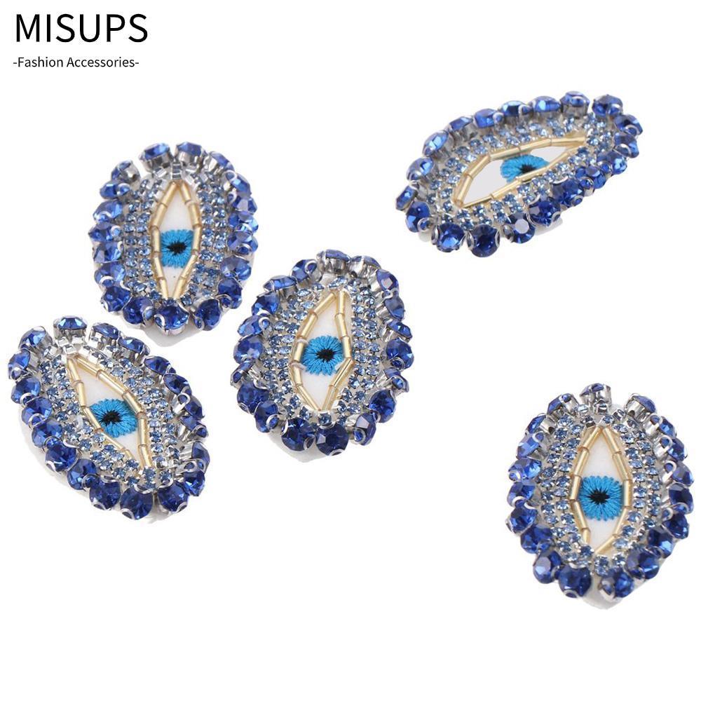 MISSIPS Blue Bling Crystal Thạch anh, Evil Eye Pack of 5 Miếng dán mắt ác Ai Cập, Miếng dán đính pha