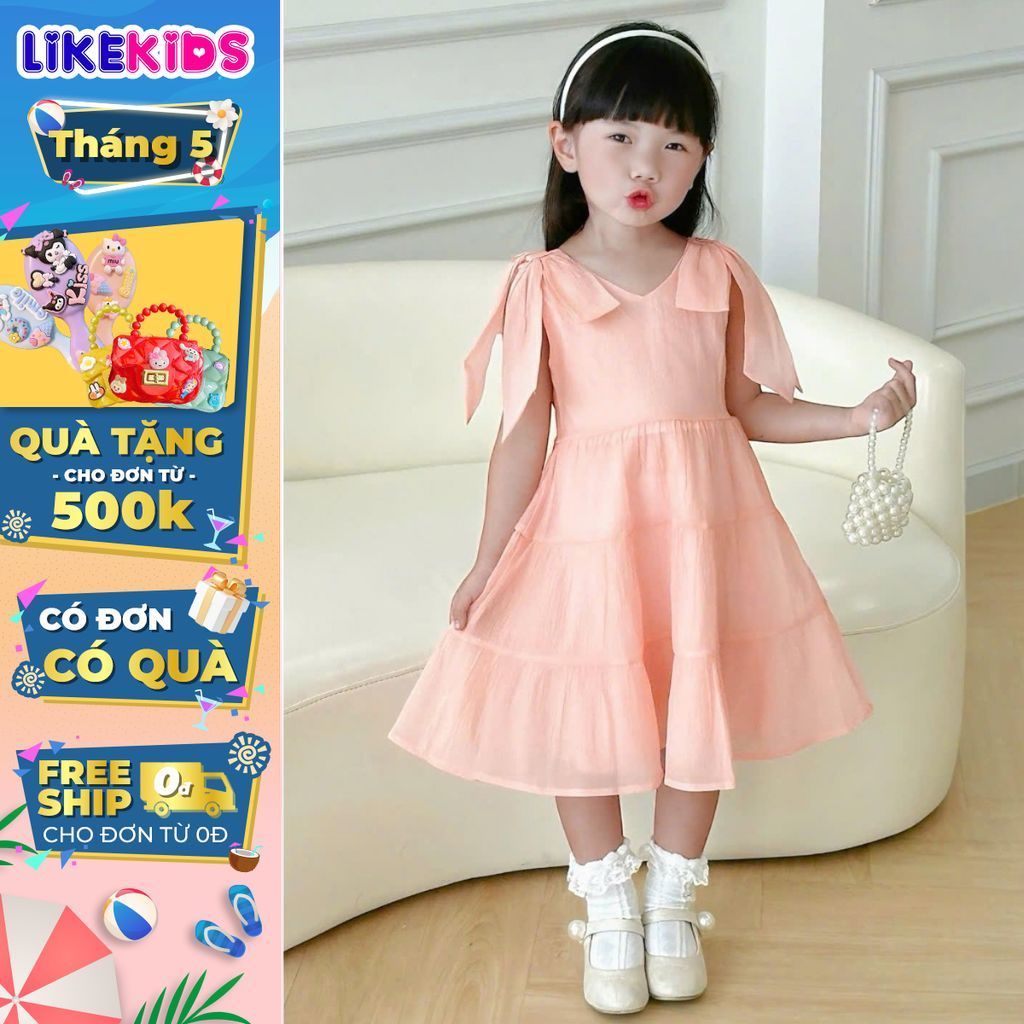 Đầm váy công chúa bé gái kiểu CỘT VAI T63 dễ thương, thoáng mát phù hợp đi tiệc, đi chơi, đa dạng mẫ