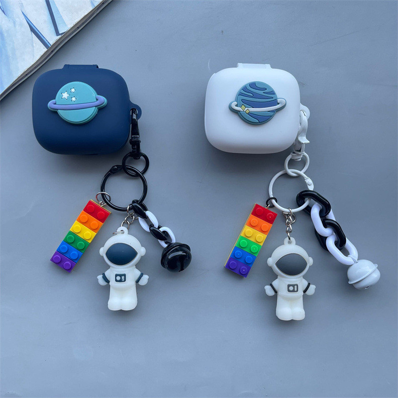 Case for Anker Soundcore R50i NC Silicone Soft Case Cartoon Astronaut Keychain Pendant Cute Finger R