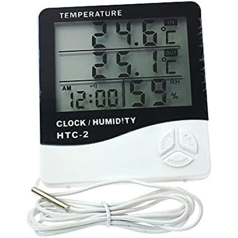 HTC-2 LCD Digital Thermometer Hygrometer Weather Station Temperature Humidity Meter Clock Room Wall 
