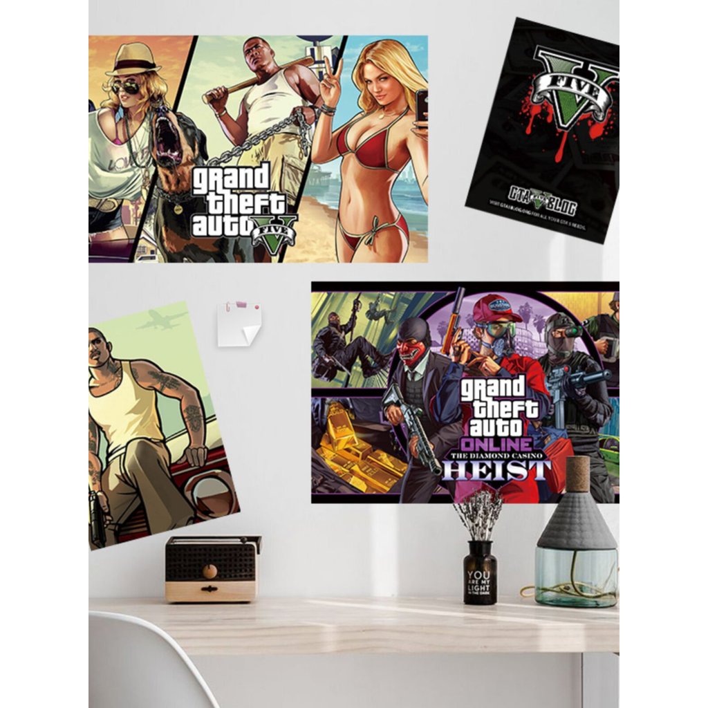 GTA6 Grand Theft Auto 5 Poster Trò Chơi Hàng Hóa Tốc Độ Chơi Game Internet Cafe Internet Cafe Trang 