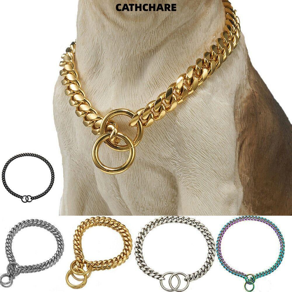 CATCHARE294 Vòng cổ chó Mã hóa kim loại bền Dây chuyền Cuba