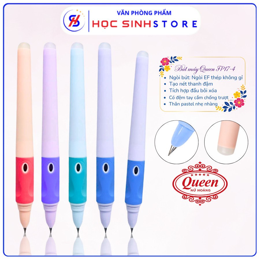 Bút Máy Xóa Được Hiệu Queen FP17-4 Màu Pastel, Ngòi Viết Êm, Nét Mảnh (Giao Màu Nam - Nữ)