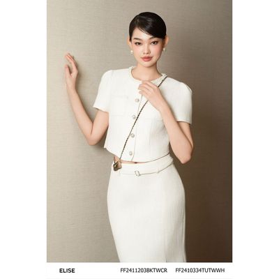 Vest lửng trắng kem cổ dây Pk thiết kế Elise FF2410334TUTWWH