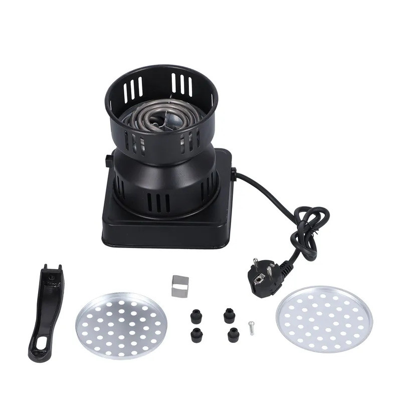 Bếp than Hookah Đen EU Cắm 220V Hookah Than chịu nhiệt Điều khiển nhiệt thông minh cho ngoài trời ch