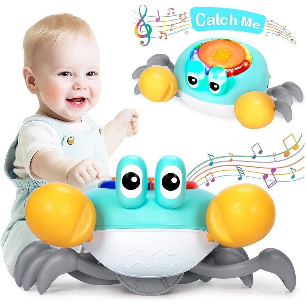 Đồ chơi trẻ em Cua bò âm nhạc - Đồ chơi thời gian đầy bụng cho bé gái 6-12 tháng tuổi, Đồ chơi cua đ