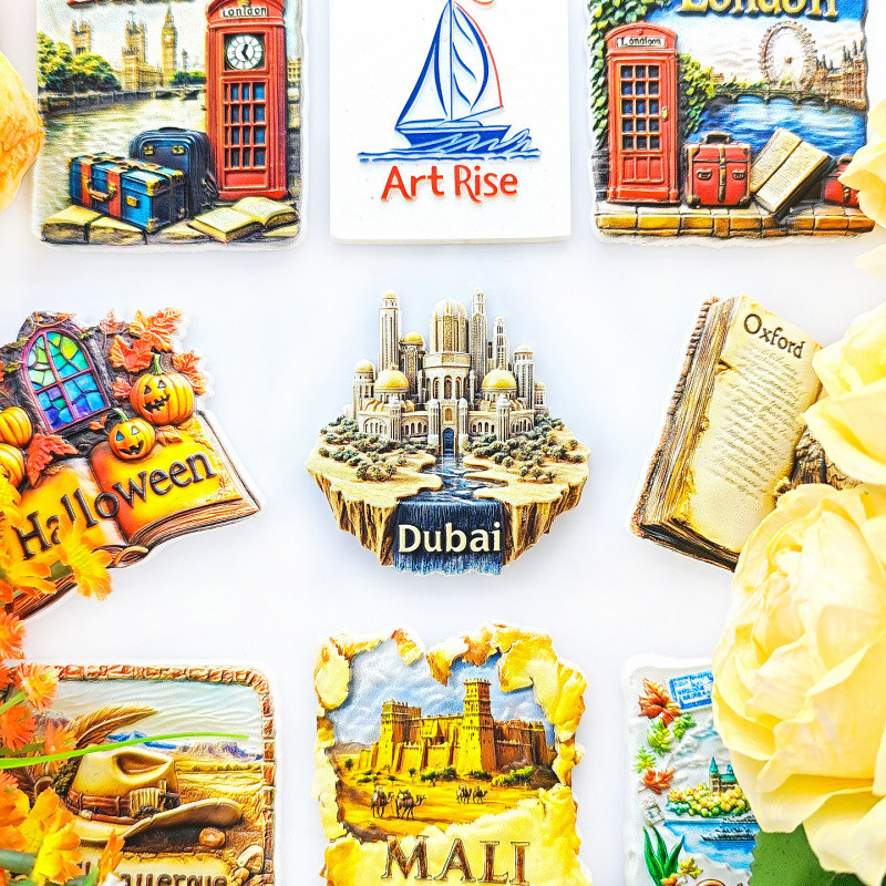 United Arkyure Oasis City Miếng Dán Tủ Lạnh Ba Chiều Từ Tính Dán Du Lịch Quà Lưu Niệm Quà Tặng Trang