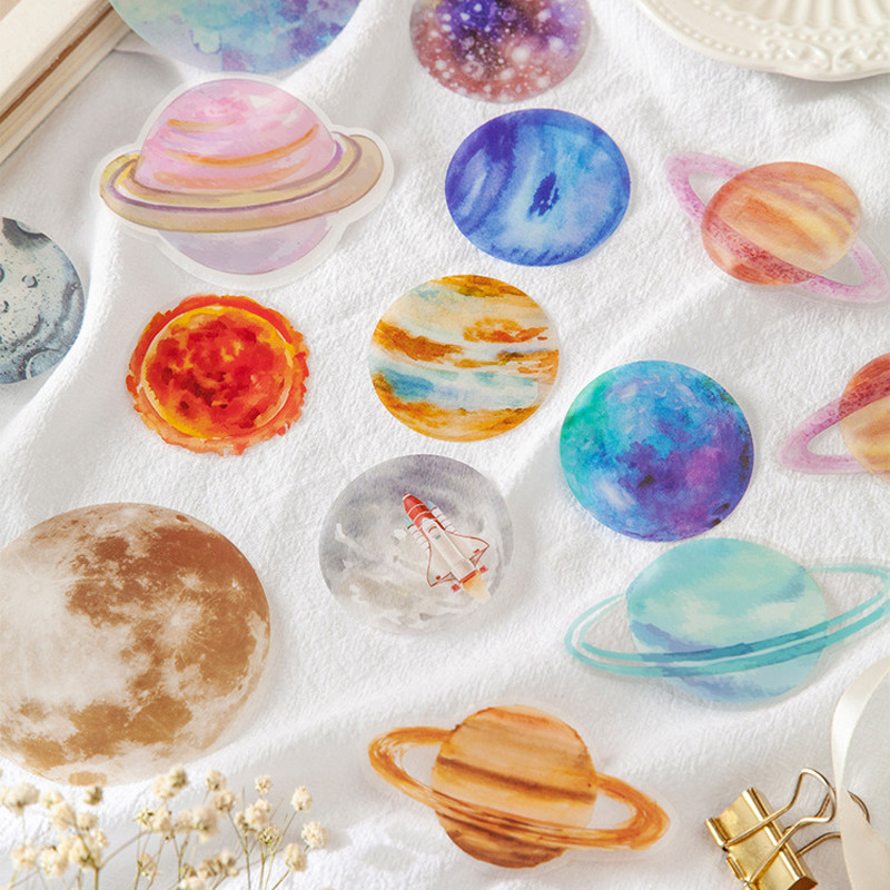 Hành Tinh Lãng Mạn PET Sticker Dream Universe Celestial Phone Case Hành Lý Sổ Tay Trang Trí Trong Su