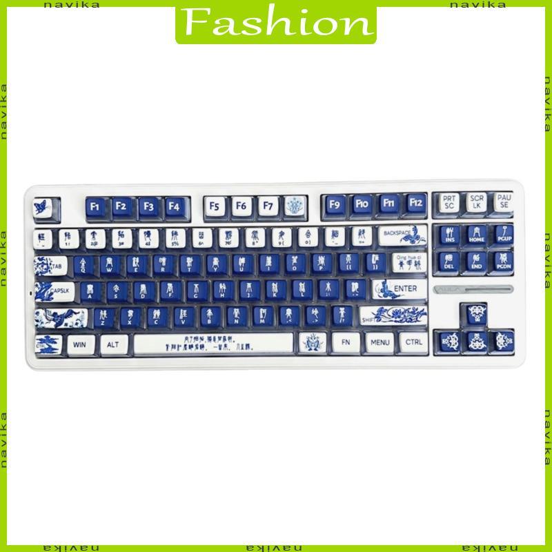 NA 116 Phím Văn Hóa Trung Quốc PBT Sứ Xanh Trắng Chủ Đề Keycap ASA Profile DYE-SUB Keycap Cho Bàn Ph