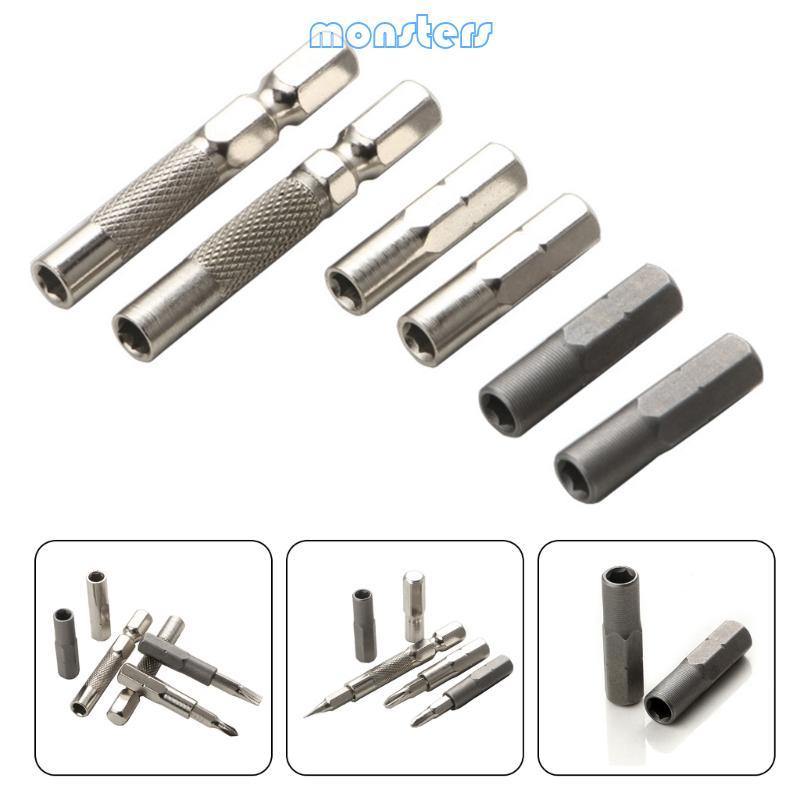 2Pcs Magnetic Socket Adapter 6.35mm to 4mm Bit 1/4Inch Screwdriver Bit Adapter