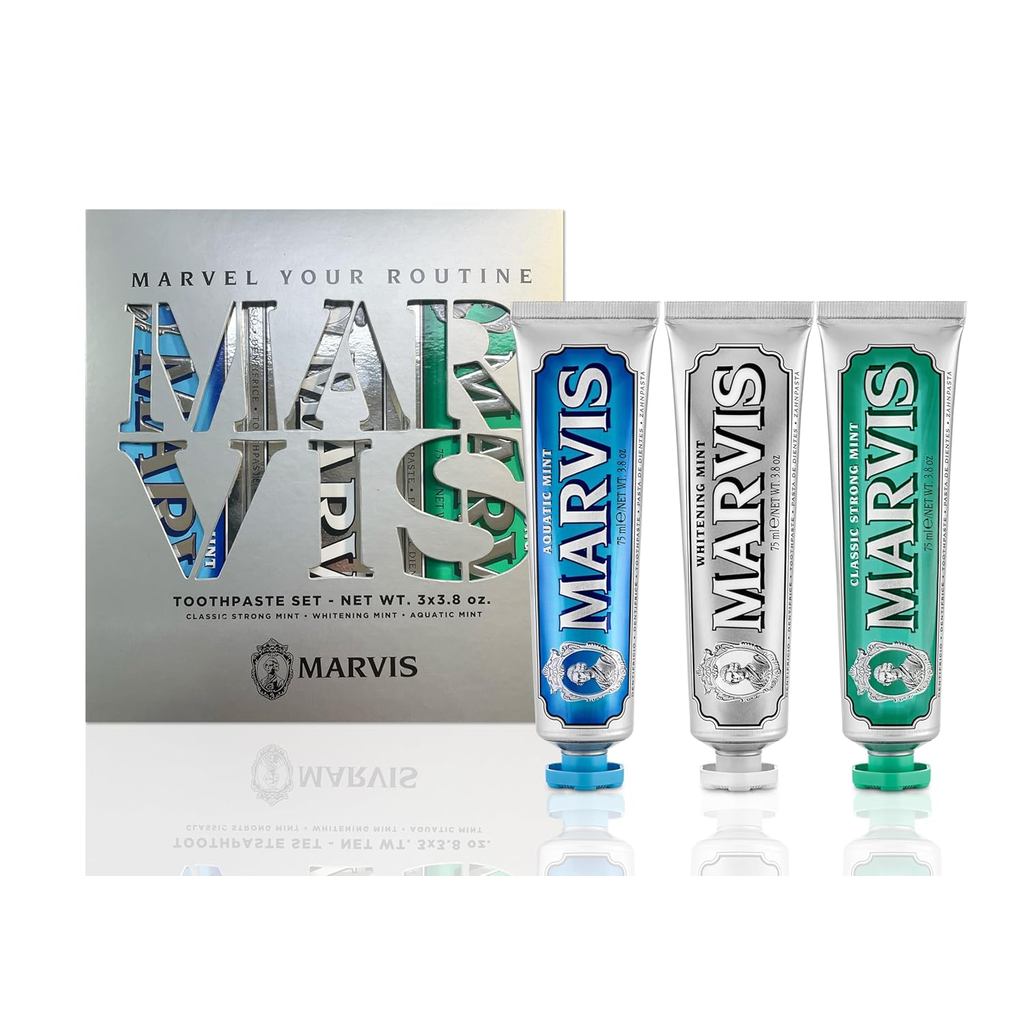Marvis Best Sellers Trio, Classic Strong Mint, Whitening Mint, Aquatic Mint, 3 Tube 75ml / 3.8oz Mỗi