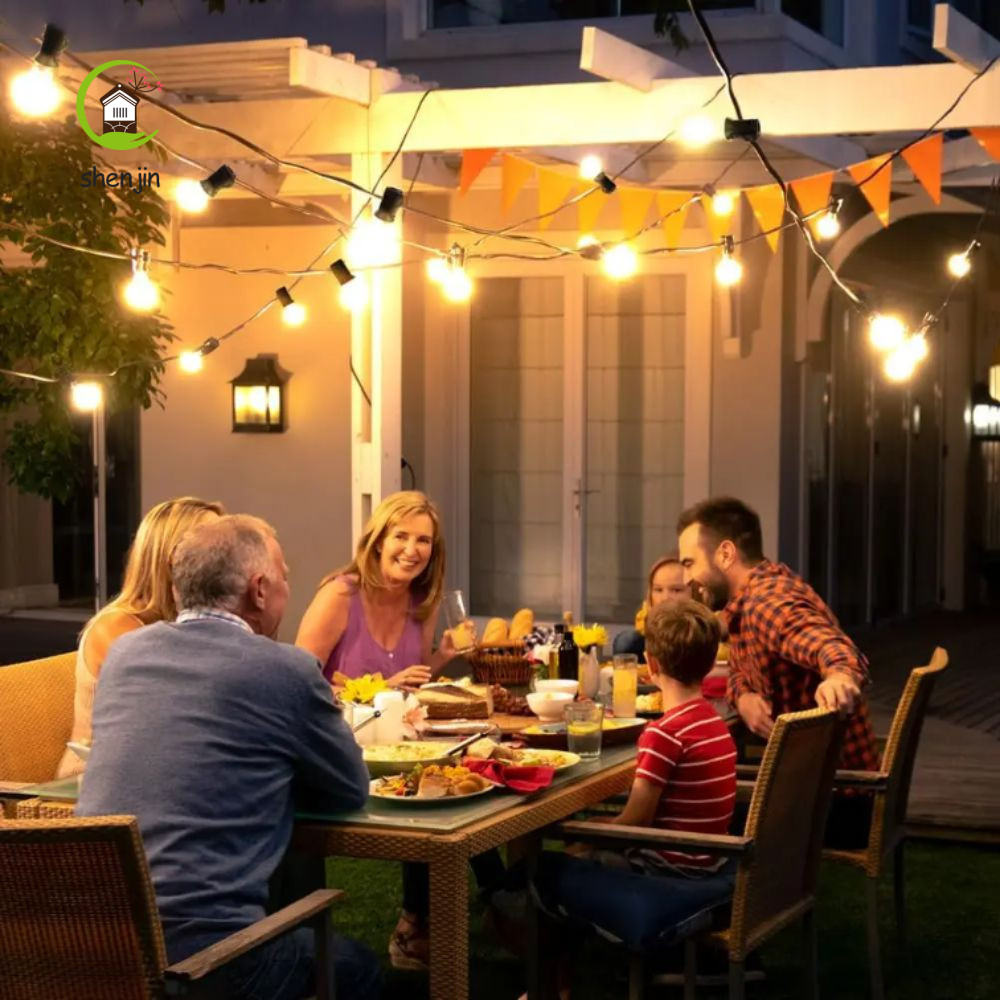 Đèn dây quả cầu LED SHENJIN G40, Bóng đèn nhựa Đầu ra điện áp rộng Đèn dây ngoài trời, Thiết kế chốn