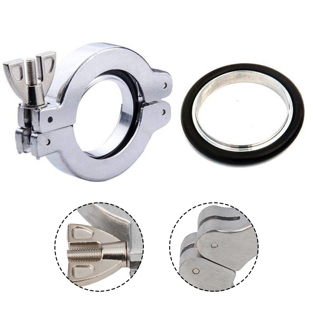 Bộ kẹp chân không bằng thép không gỉ 304 KF16 KF25 KF40 KF50 Giá đỡ cao su Fluorine
