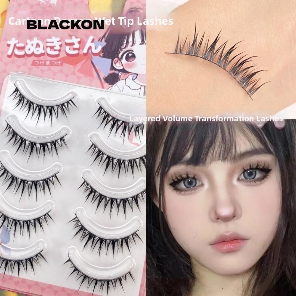 BLACKON Anime Hoạt Hình Lông Mi Giả, 7-14MM Dễ Dàng Mặc DIY Mi Nối Dài, Cong Nhẹ Hợp Thời Trang C Đe