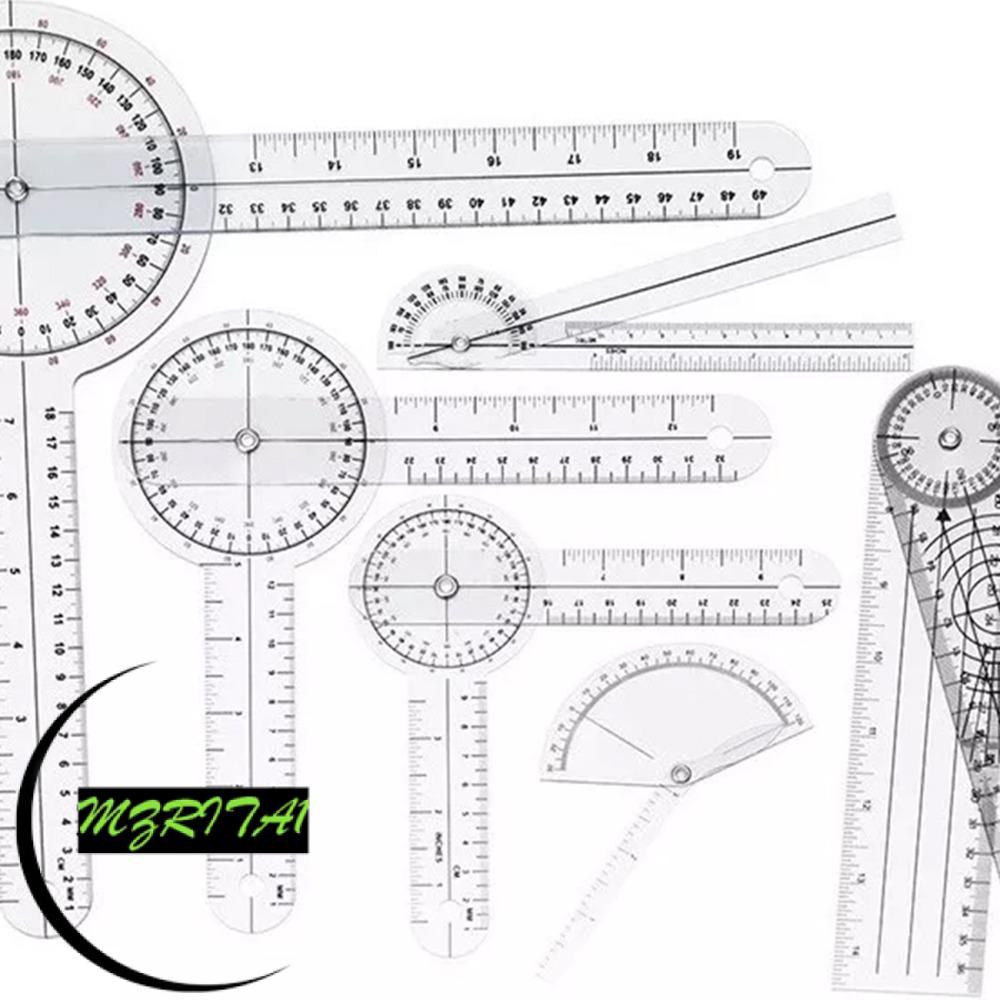 MARITA1 6 chiếc 360° Bộ Goniometer, Bộ máy đo độ trong suốt, Bộ thước đo góc vật liệu PVC 360 độ thự