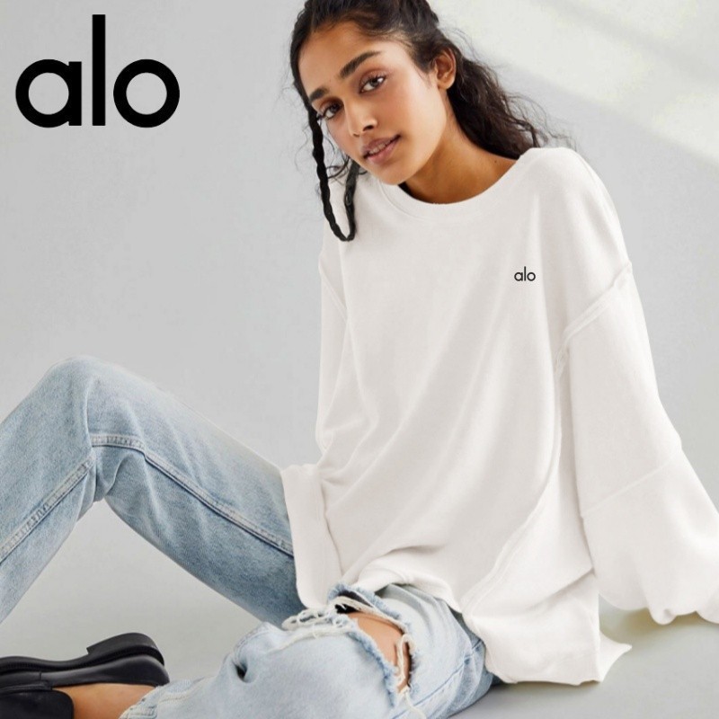 AL0 Yoga sweatshirt, American-style round-neck sports pullover, drop-shoulder, loose-fitting, long-s