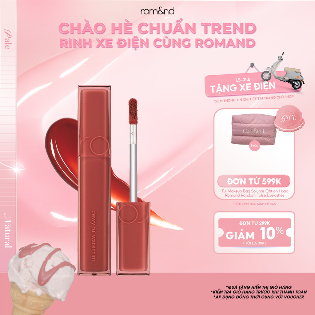 [Rom&nd] Son tint bóng, siêu lì cho đôi môi căng mọng Hàn Quốc Romand Dewyful Water Tint 5g