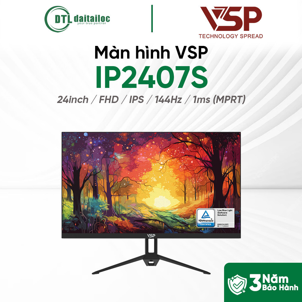 Màn Hình VSP IP2407S Đen 24 inch FHD IPS 144Hz 1ms I Chính hãng I Bảo hành 36 tháng