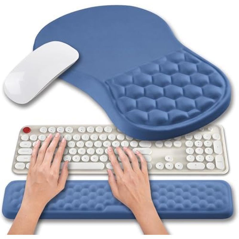 Hokafenle 2 in 1 Ergonomic Mouse Pad Wrist Support & Wrist Rest for Computer Keyboard Set, with Reli
