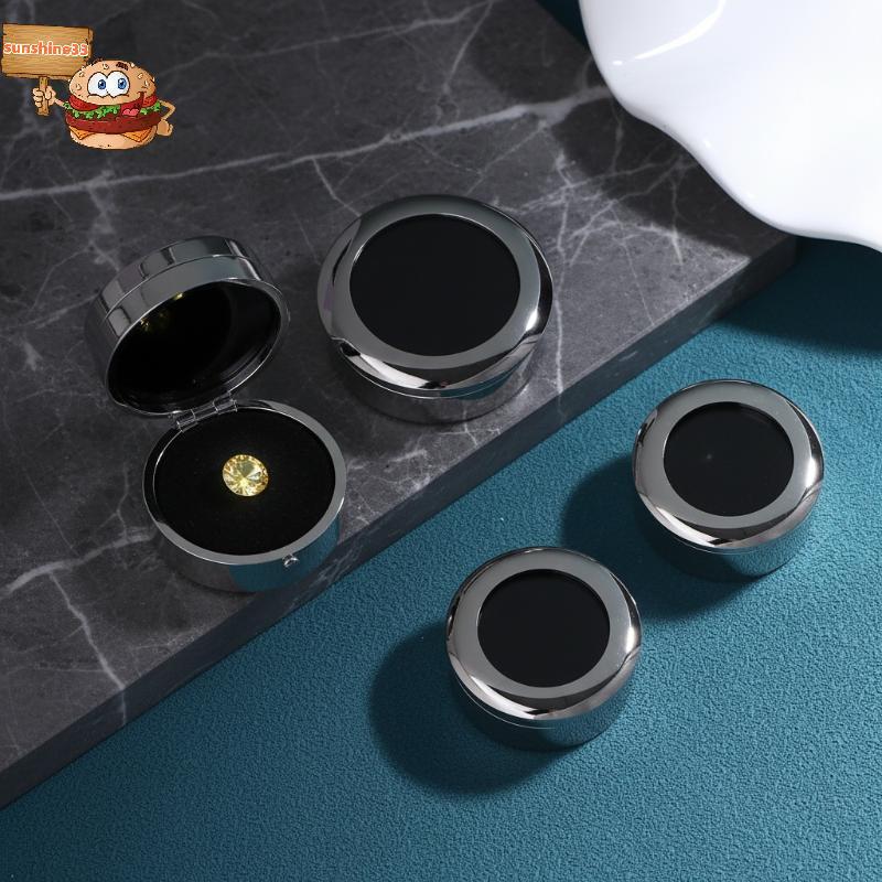 Hộp trưng bày đá quý tròn mặt trời có cạnh kim loại Hộp đựng đá trang sức cho SStore Show Paaging Or