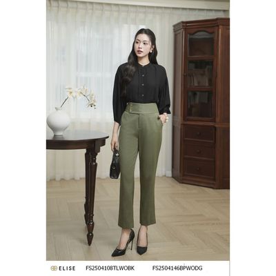 Quần baggy xanh rêu xẻ gấu thiết kế Elise mã FS2504146BPWODG