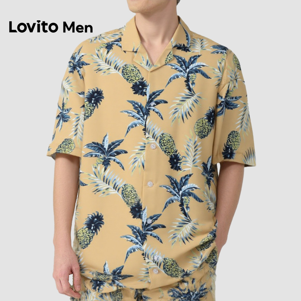 Lovito Men  Áo sơ mi nam thường họa tiết nút mùa xuân/hè. LNE131119