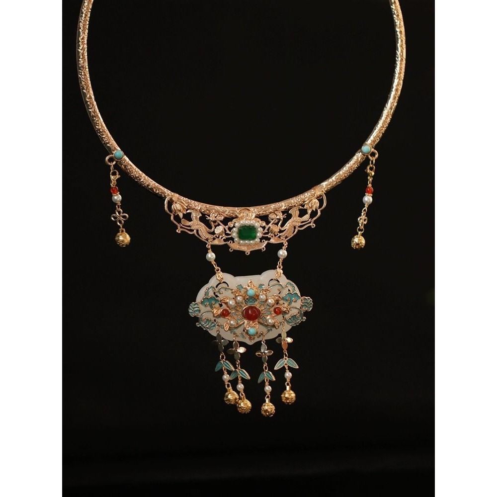 JUA Children's necklace, ancient-style Hanfu horse-face skirt accessory, Ruyi lock, finely crafted a