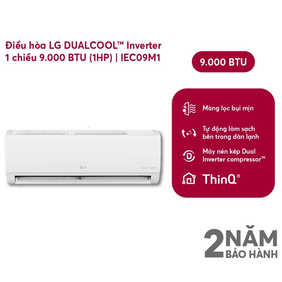 Điều hòa LG 1 chiều Inverter 9000BTU IEC09M1