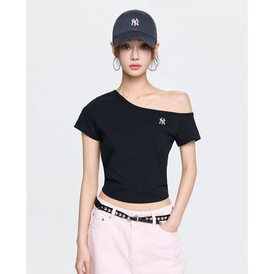 MLB - Áo trễ vai nữ tay ngắn phom croptop Basic_3FTSB0563-50BKS