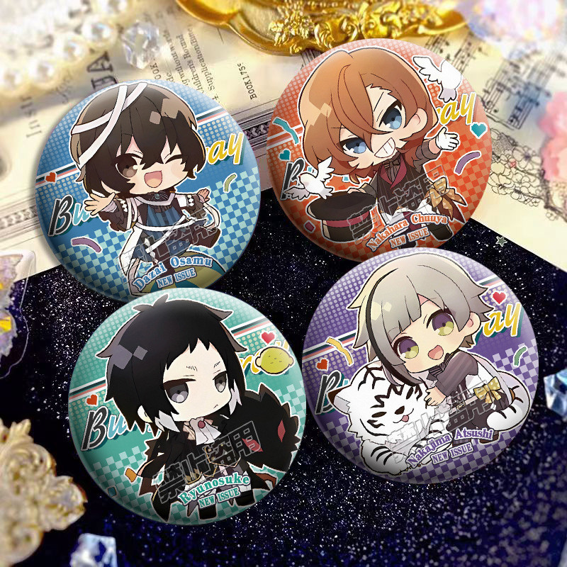 [Hàng có sẵn] Bungou Stray Dog Fancy Double Flash Bar Phiên bản Q Huy hiệu Laser Trâm cài Osamu Daza