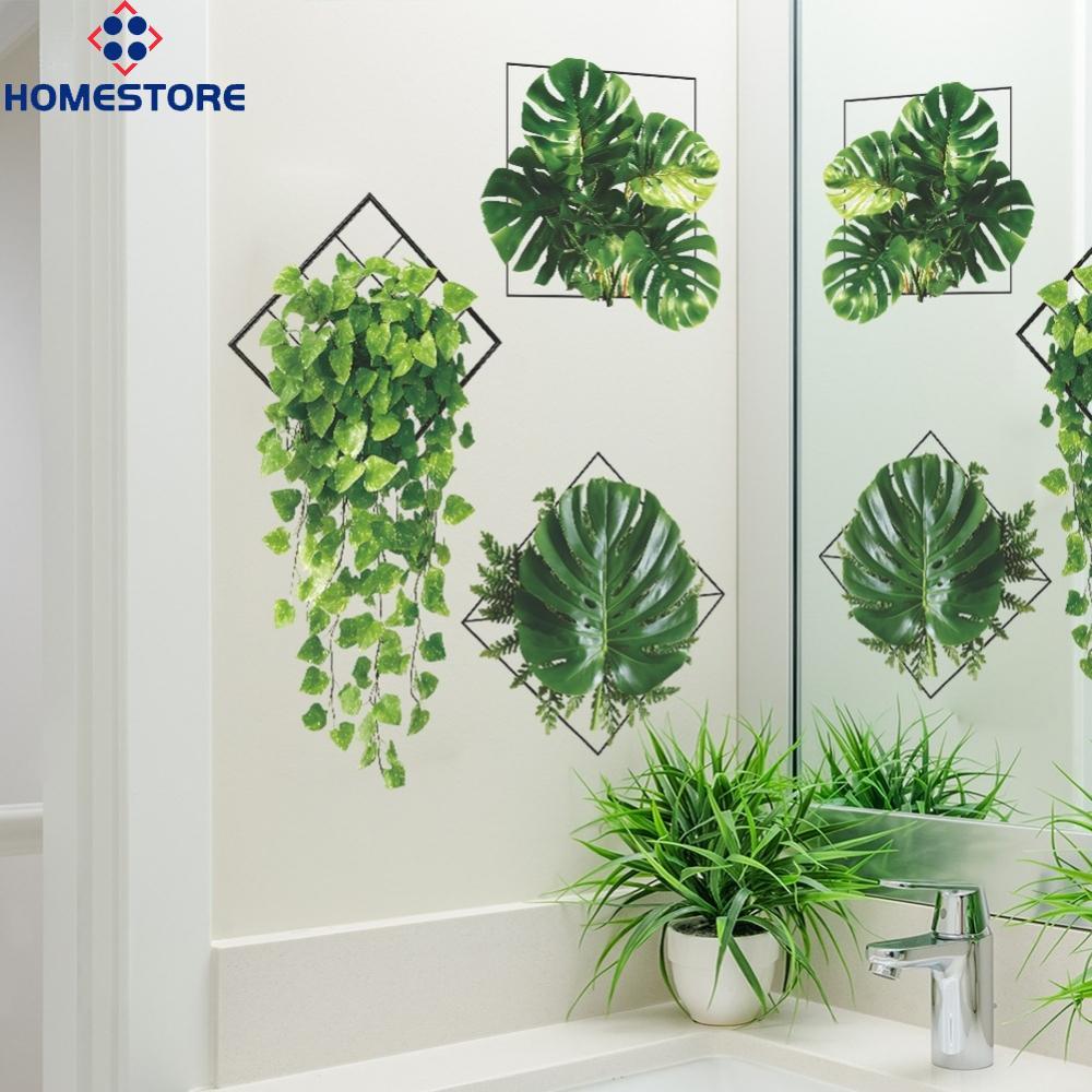 [Homestore]Fresh And Realistic Wall Stickers Green Ivy Living Room Home Decoration