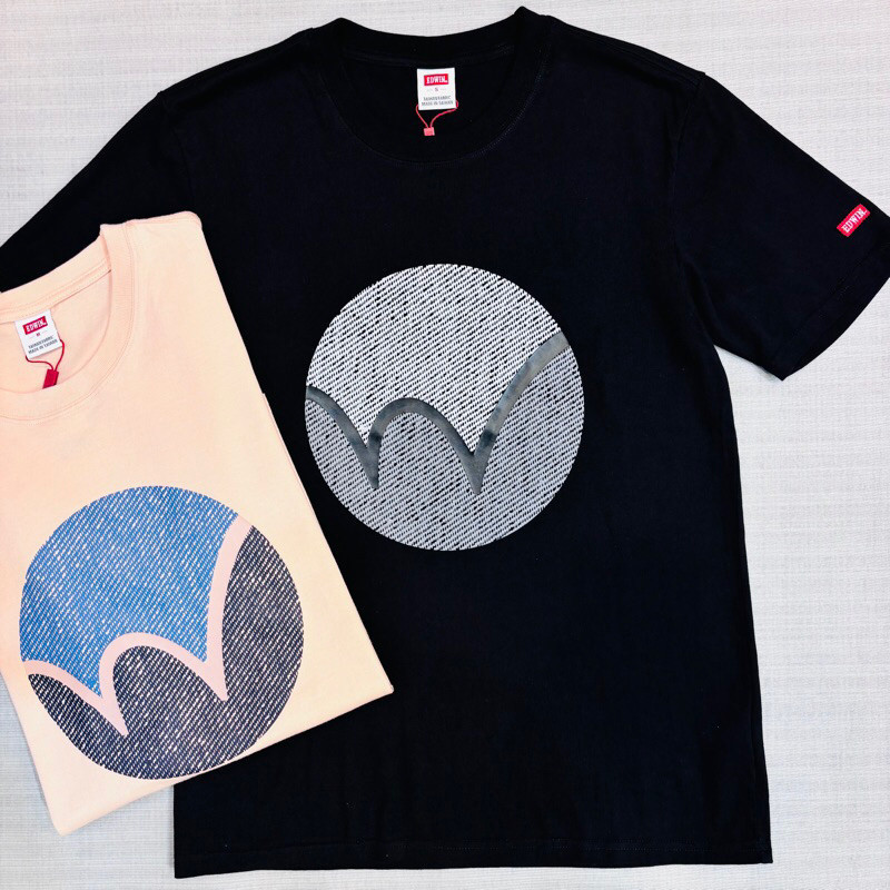 Hàng sẵn có EDWIN Vòng Wave Logo In 100% Cotton Mềm Áo Thun Cao Cấp Nam Cổ Tròn Tay Ngắn Phong Cách 