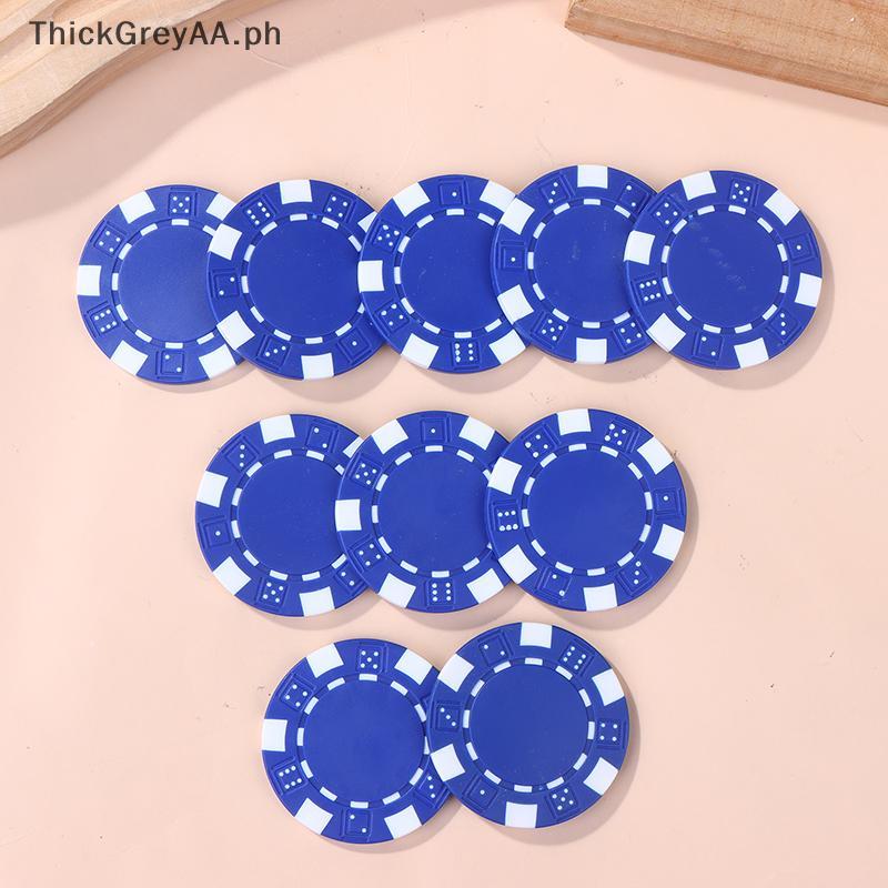 ThickGreyAA 10 Chiếc Nhựa ABS Poker Chips Casino Texas Hold 'em Poker Kim Loại Đồng Xu 11.5g Chip Po