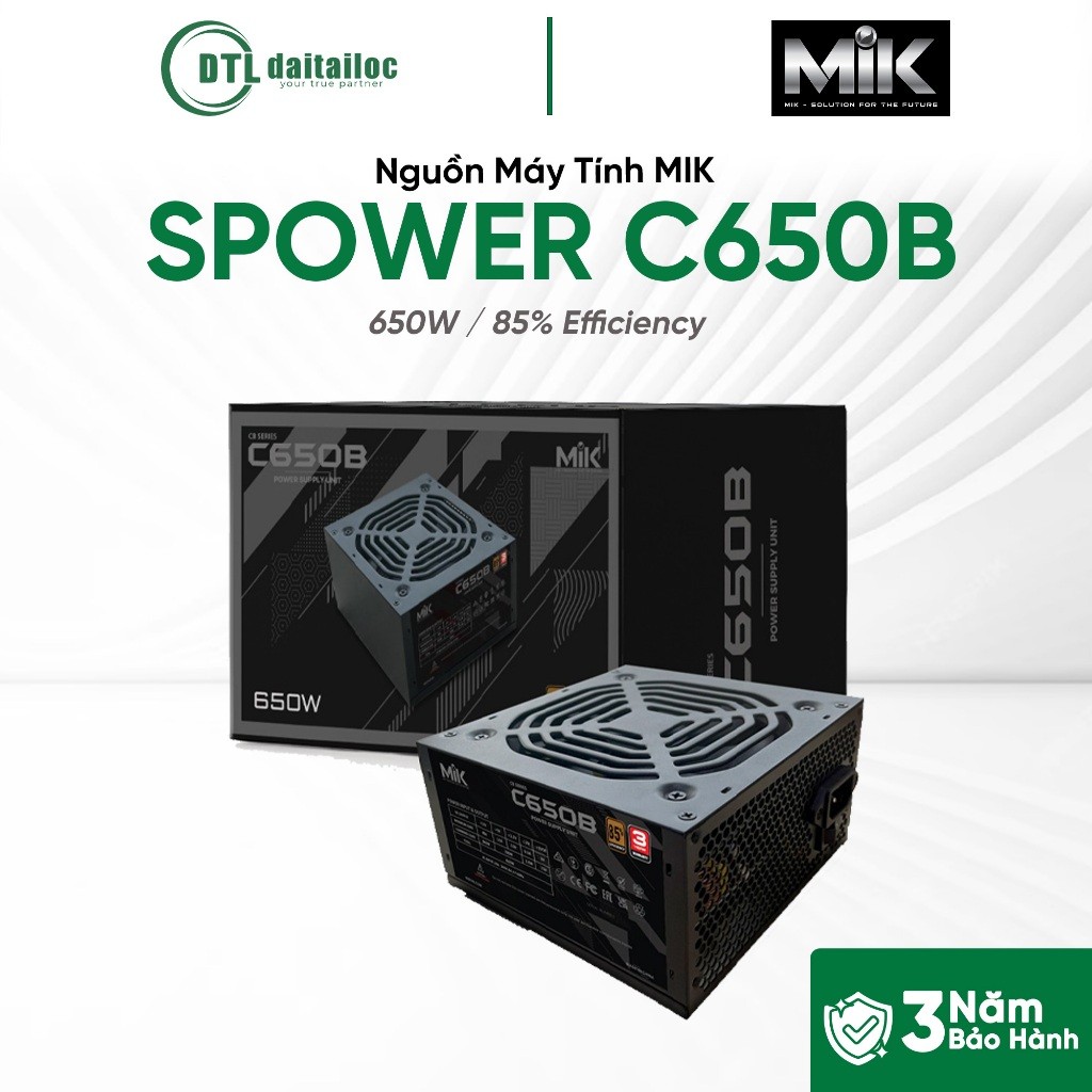 Nguồn Máy Tính MIK SPOWER C650B - 650W 80% Efficiency | Chính Hãng | Bảo Hành 36 Tháng