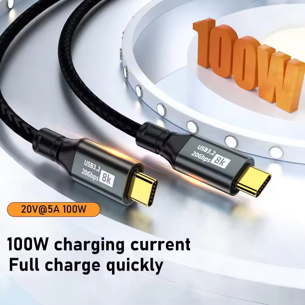 [20Gbps / 8K ] Dây cáp sạc nhanh USB 3.2 100W 20V 5A truyền dữ liệu 20Gbps bọc dù 1m 2m  3m Truyền h