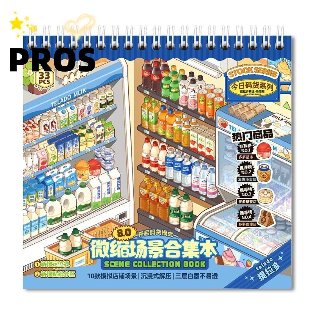 Nhãn dán phong cảnh PROS, 10 cảnh 33 tờ Nhãn dán cảnh cửa hàng PET, Nhãn dán cảnh thu nhỏ cỡ lớn dễ 