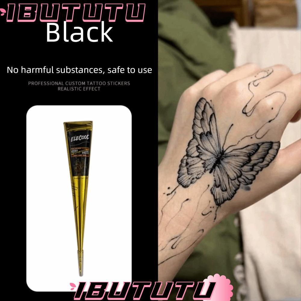 IBUTUTU Henna Paste Cone, Kem xăm Henna dễ sử dụng tạm thời, Kem xăm Henna Bán vĩnh viễn Đen Nâu Nâu