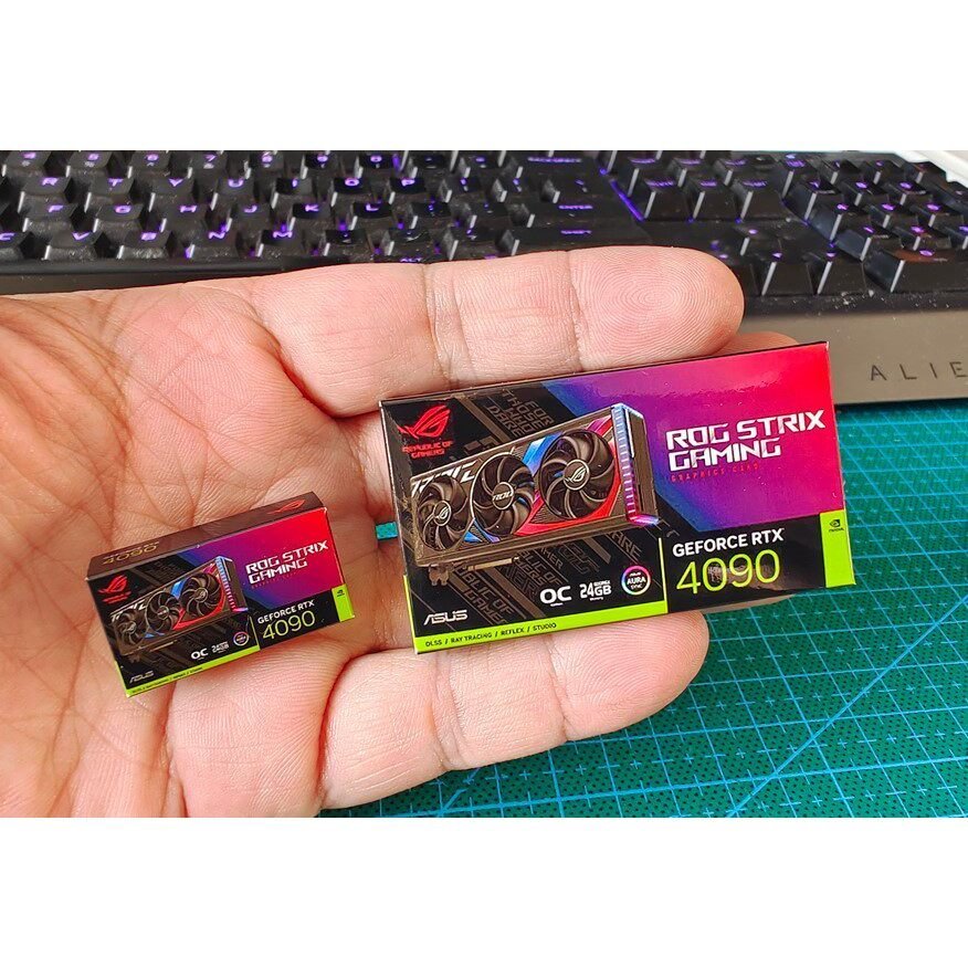 Hộp Giấy Thu Nhỏ Người Lính Cảnh Đạo Cụ GEFOCE RTX4090 Asus Raptor Đêm Thần 5090 Hộp Thu Nhỏ